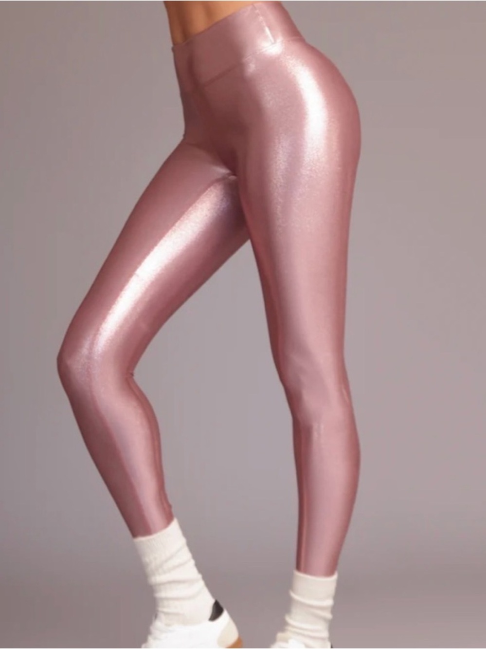 Heroine Sports Marvel Metallic Glitter Leggings in Rose Gold